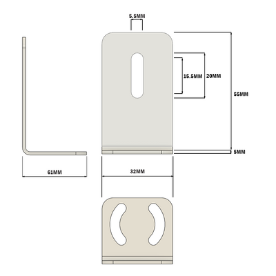 66-205-3 MODULAR SOLUTIONS BRACKET<BR>30 SERIES REFLECTOR HOLDER FOR SENSORS W/ HARDWARE